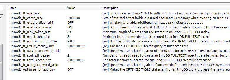 如何使用Workbench查看innodb全文检索系统变量