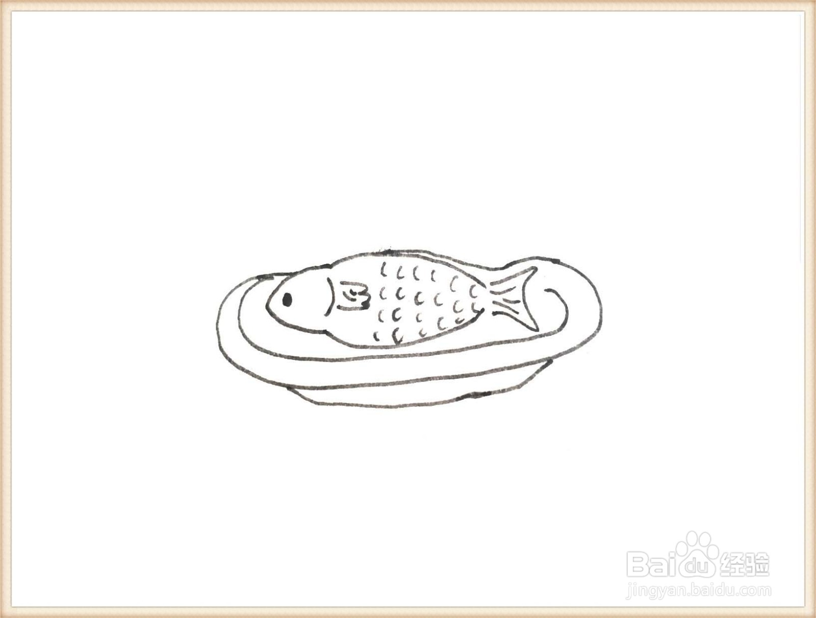 一盘鱼简笔画 可爱图片