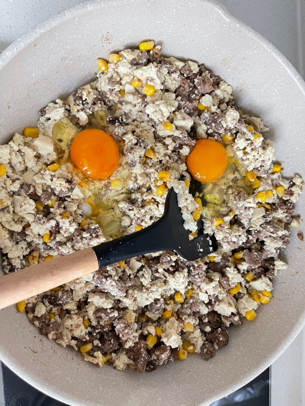 低脂无油牛肉豆腐炒饭