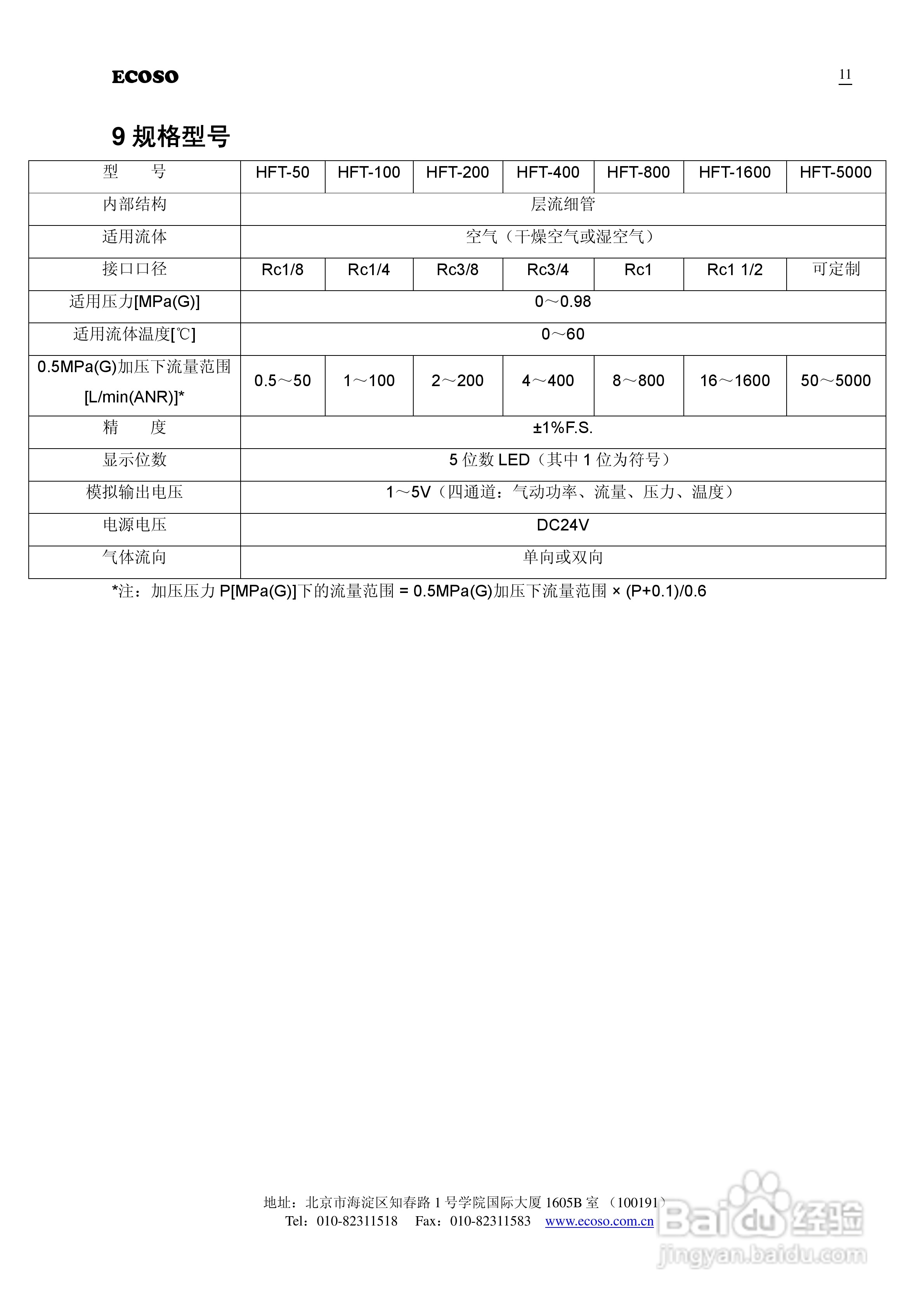 ECOSO HFT高频响流量传感器使用说明书