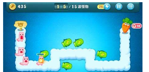 保卫萝卜1冒险模式天际第1关攻略