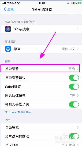 iPhone手机如何设置Safari浏览器默认搜索引擎?