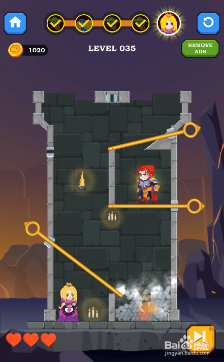 Hero Rescue Online的LEVEL 035怎样通过？