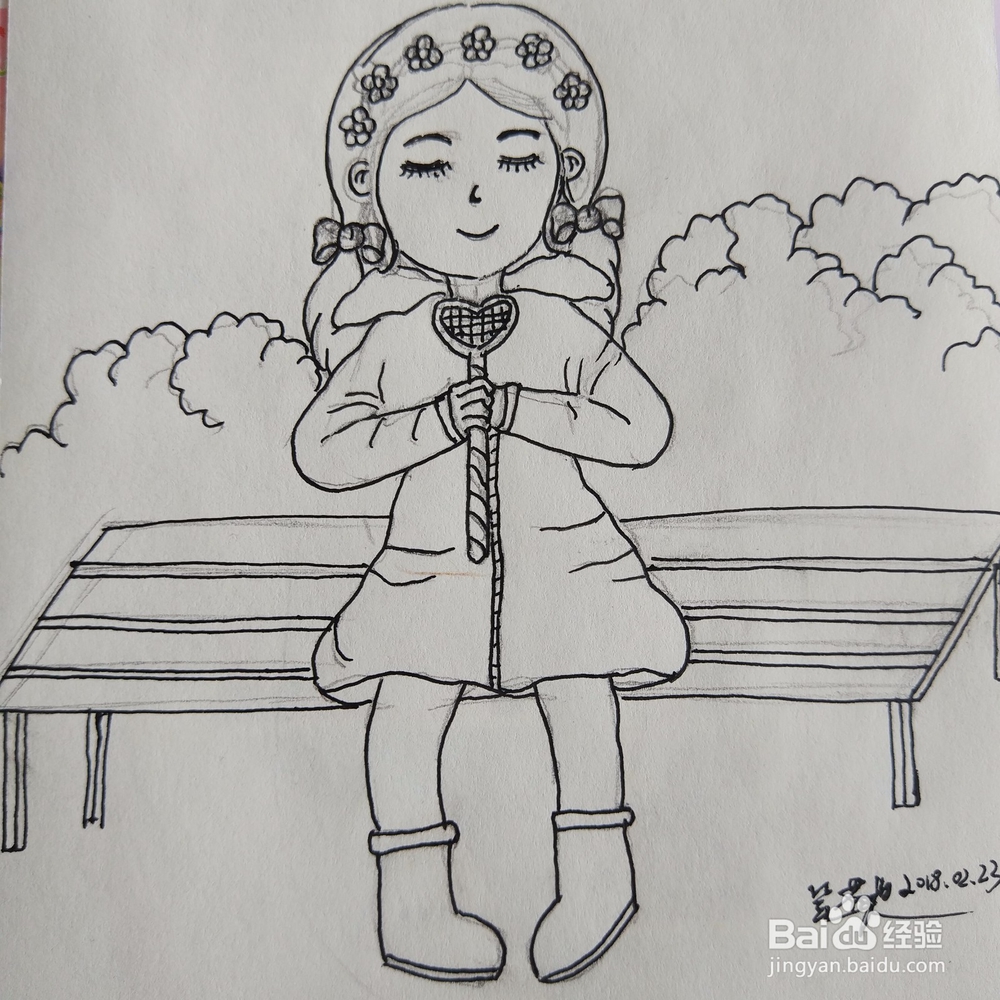 简笔画：可爱萌萌哒女孩步骤图