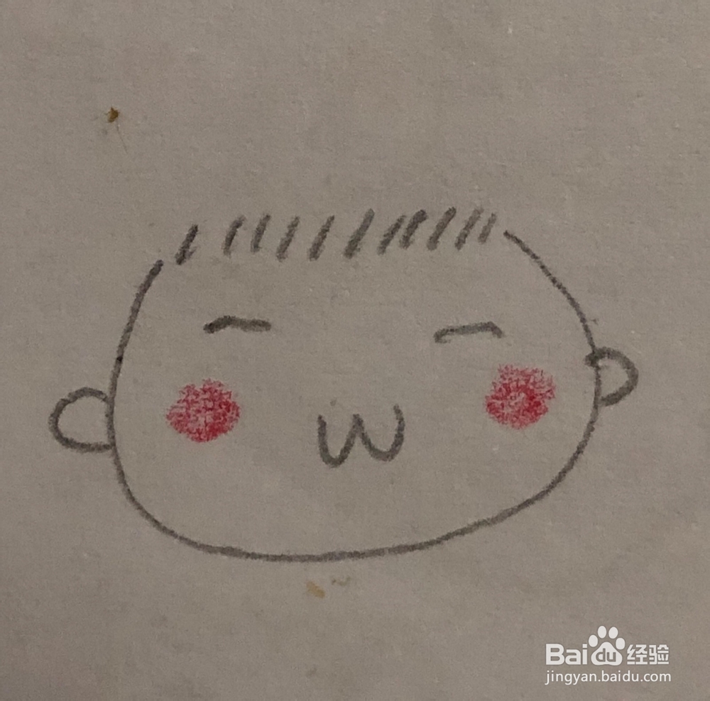 简笔画~寸头婴儿头像的画法