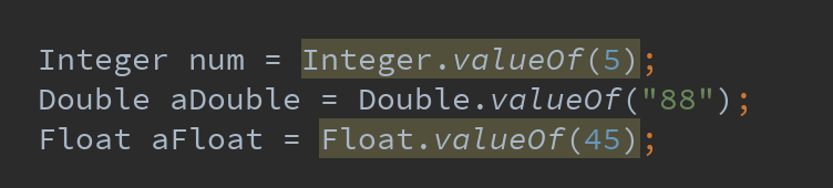 java 中number的方法valueOf() 如何使用