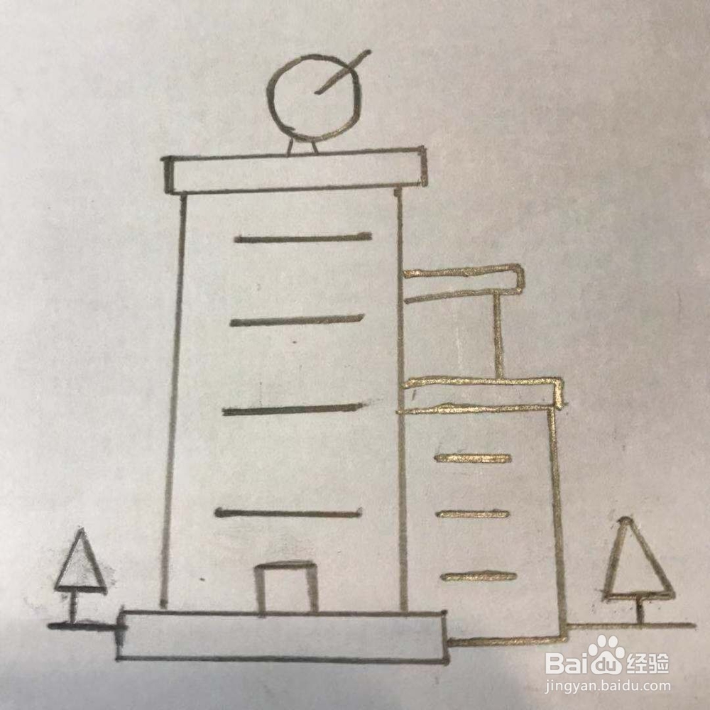 电视台大楼的简笔画的画法