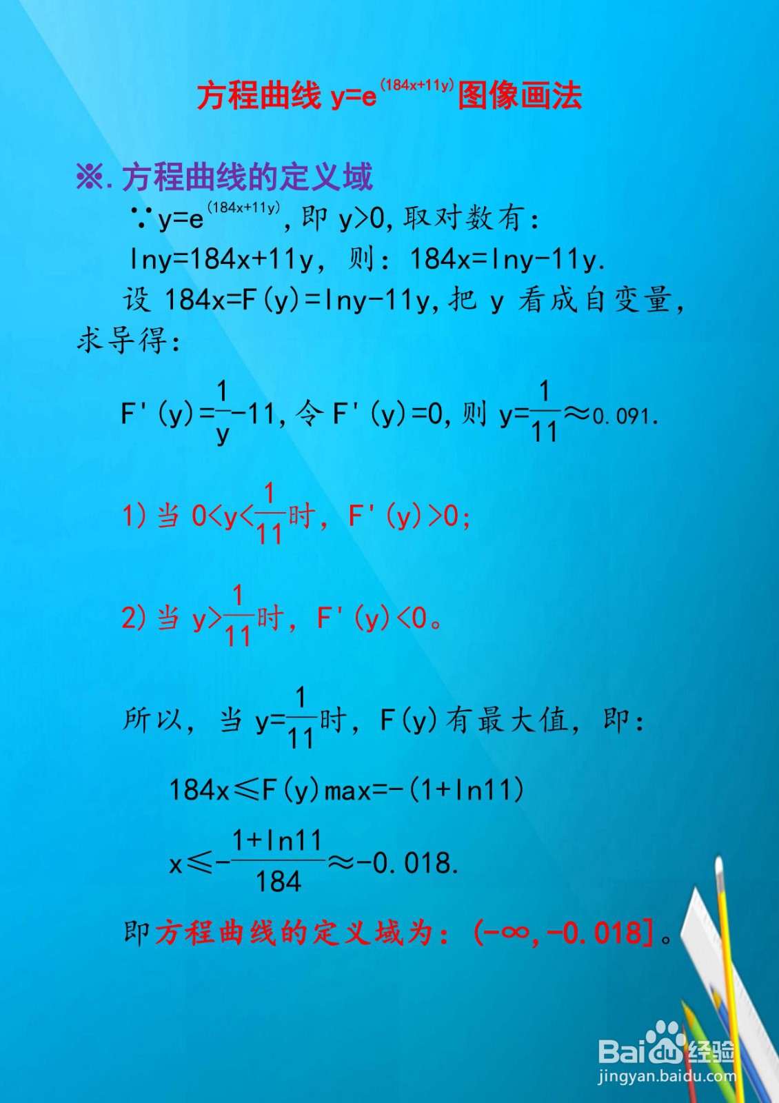方程曲线y=e^(184x+11y)图像画法