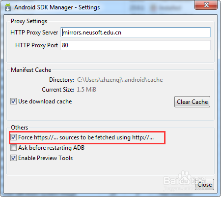 Android SDK Manager代理设置