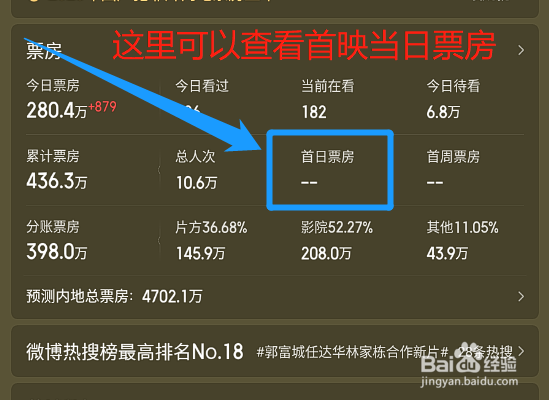 猫眼专业版如何查看郭富城“断网”首映当日票房