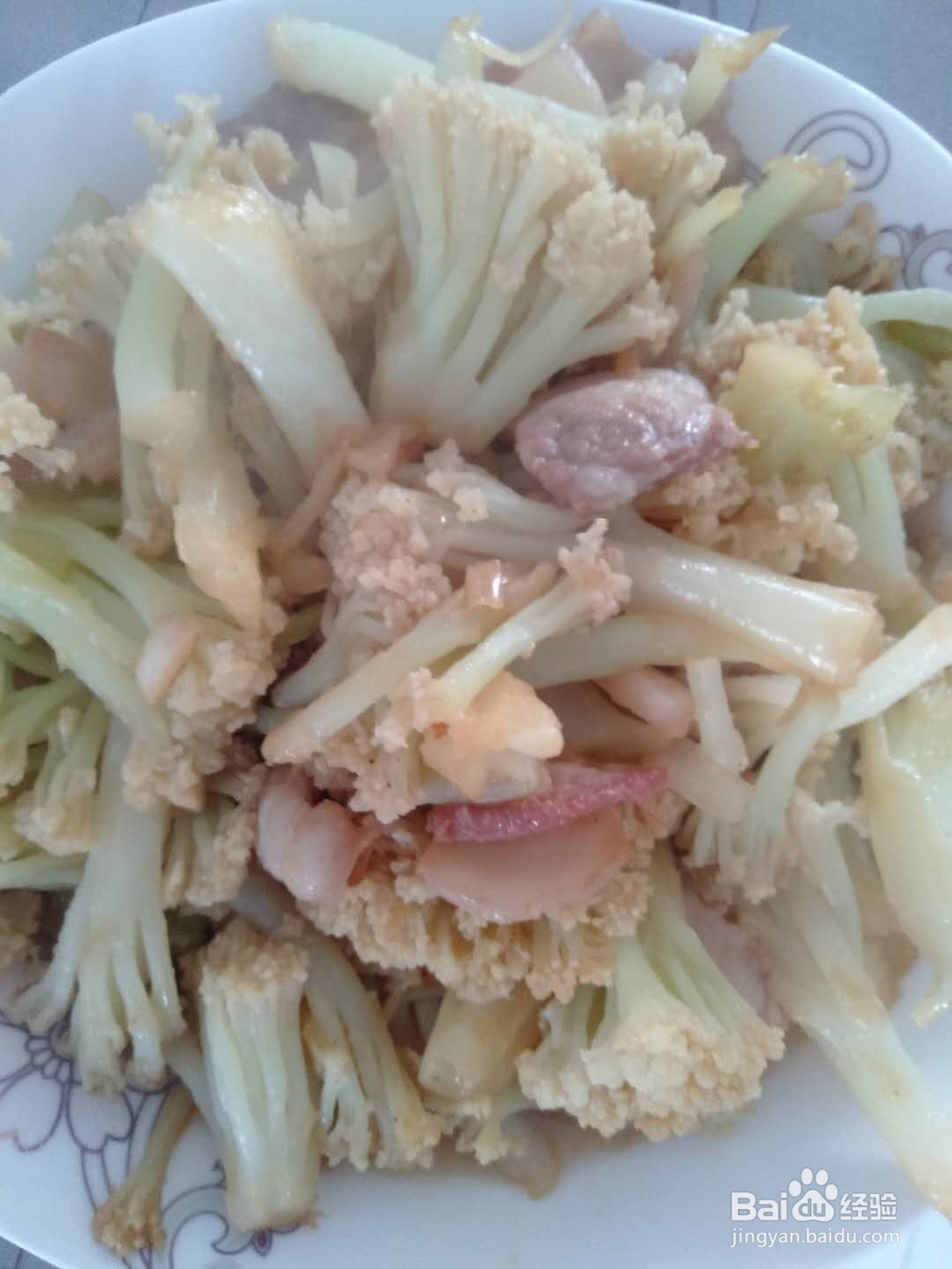 家常小菜菜花炒肉