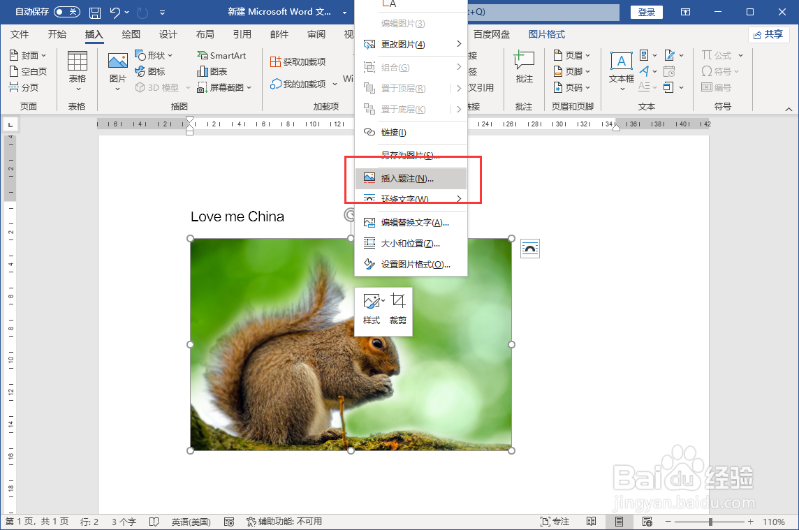 word2021给图片添加注解文字