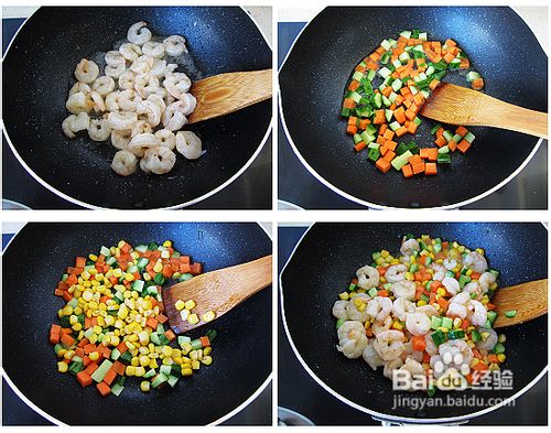 三色炒虾仁的做法