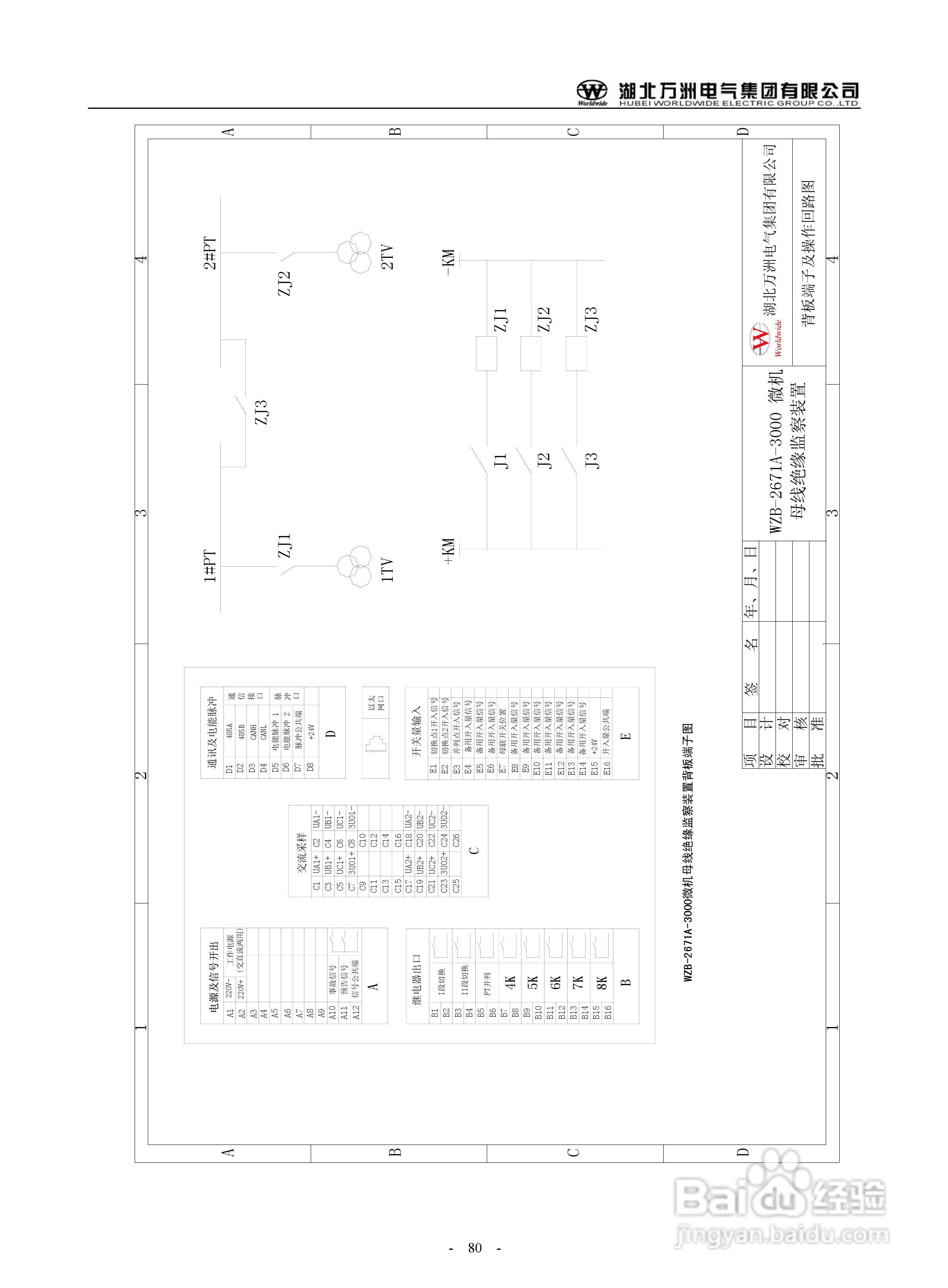 万洲WZB-2671A-3000微机母线绝缘监察保护装置使用说明:[8]