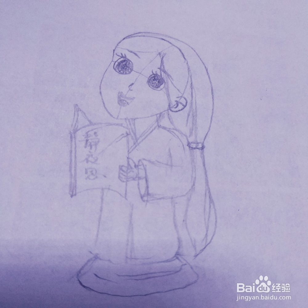 简笔画47:Q版静夜思女孩