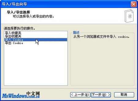 在Windows XP系统中导入Cookie信息