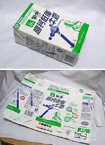 简易牛奶盒变笔筒