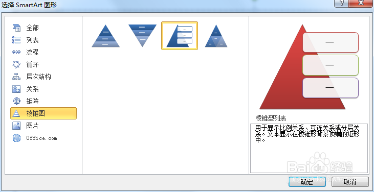 PPT怎么创建棱锥型列表的SMARTART图形