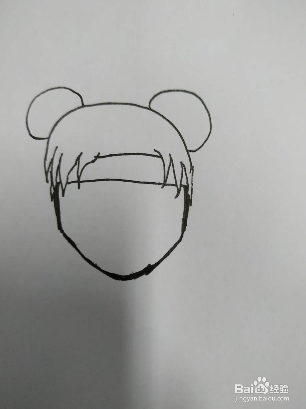 丸子头少女头像手绘