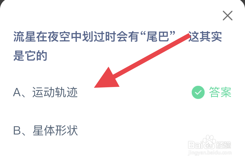 蚂蚁庄园2024.11.6：流星“尾巴”，其实是它的?