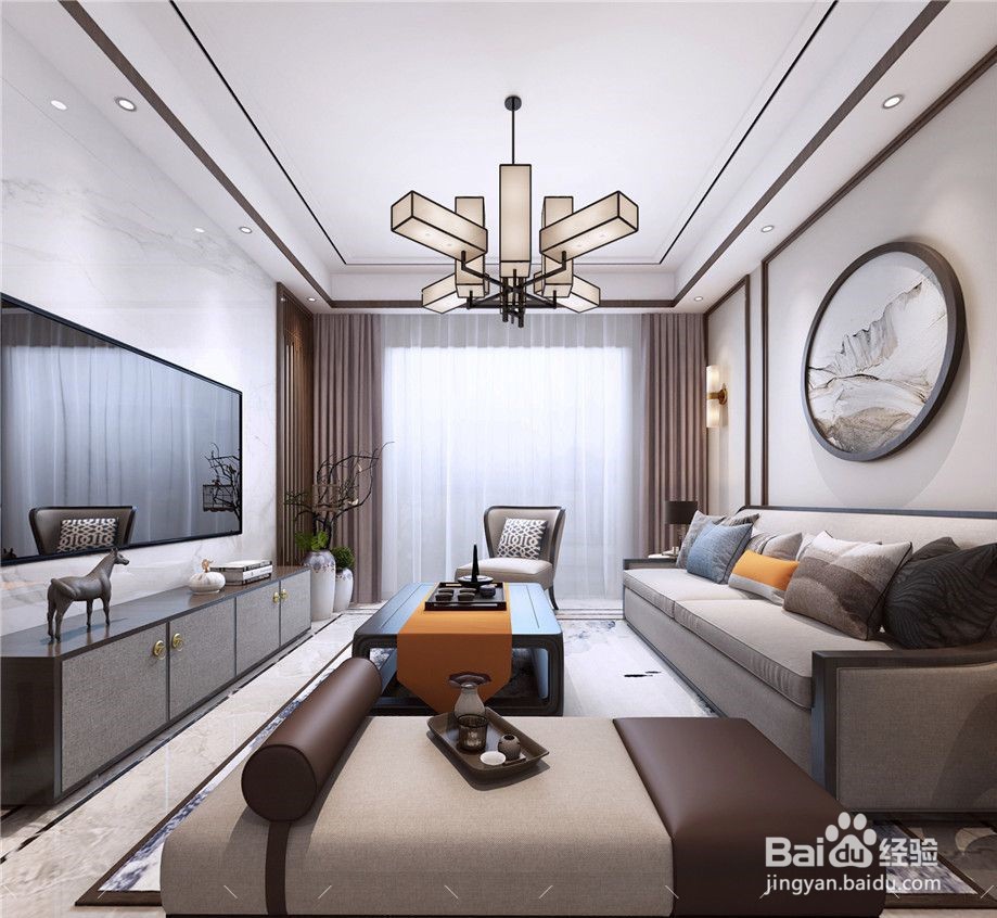 新中式风格三室两厅装修效果图