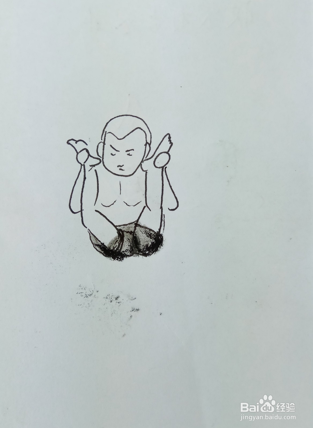 怎样画儿童简笔画“健身运动之足根击脸部”？