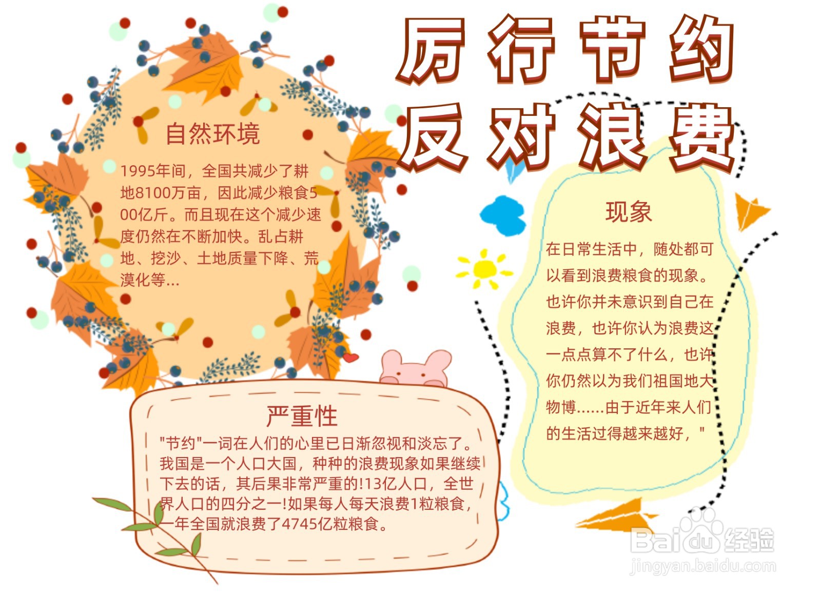 厉行节约反对浪费手抄报