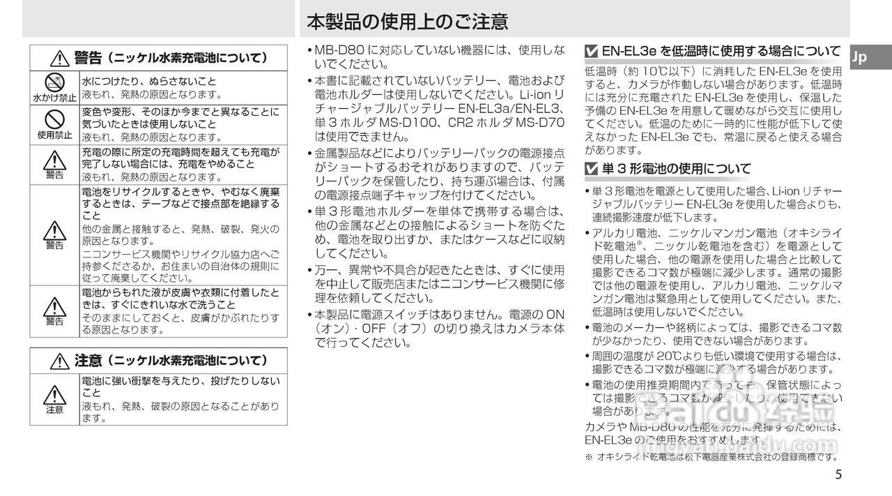 Nokon MB-D80数码单反相机使用说明书:[1]
