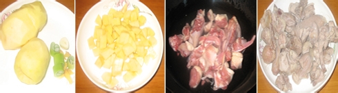 家常菜土豆油菜烧鸭肉