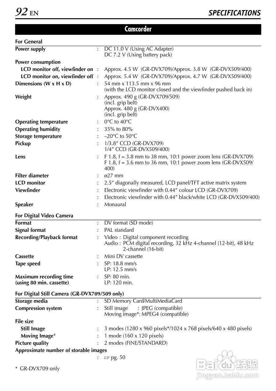 胜利JVC GR-DVX709SH数码摄像机使用说明书:[10]