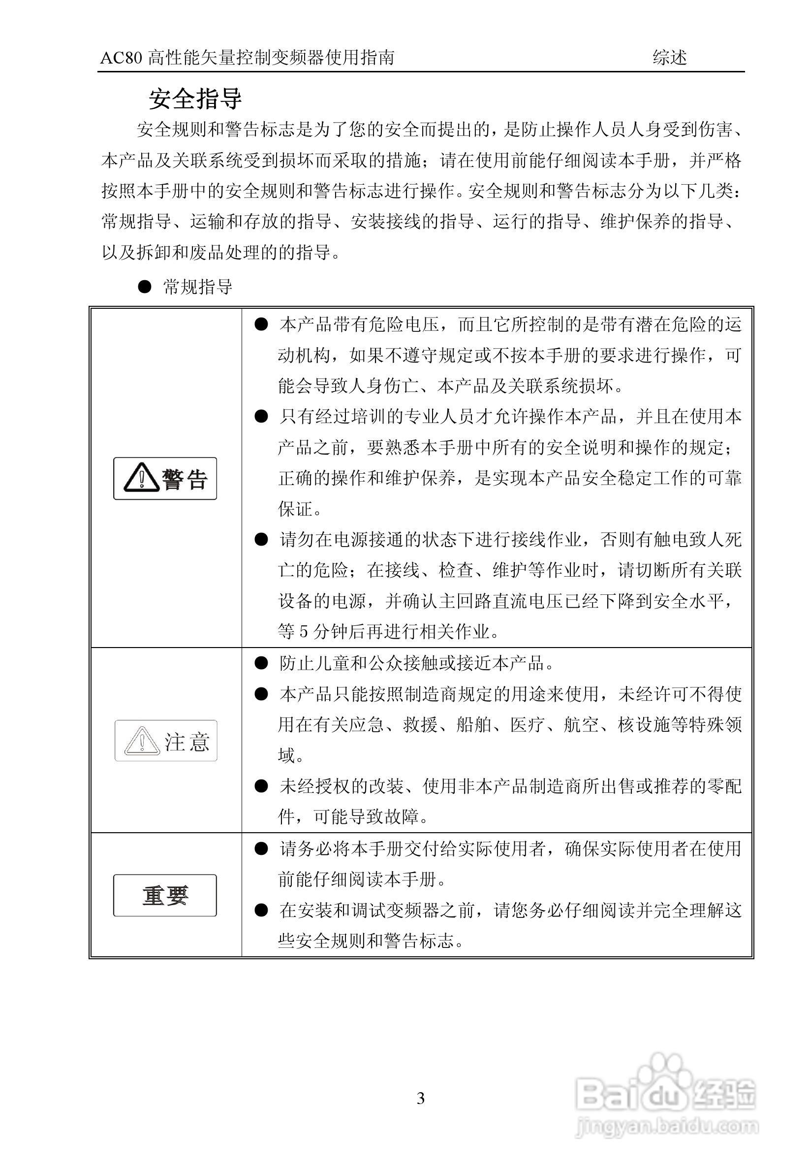 伟创AC80-T3-700G高性能矢量变频器使用手册:[1]
