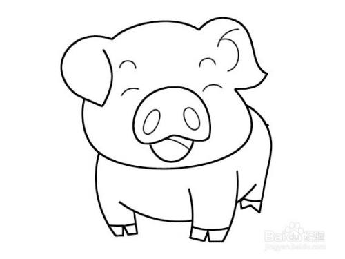 快乐的小猪的画法