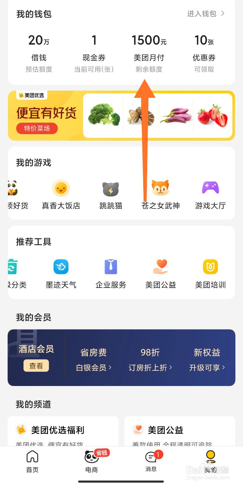 美团月付开通时间怎么看