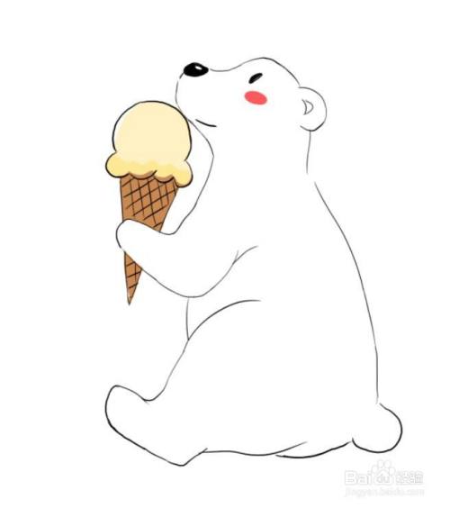简笔画:吃冰激凌的可爱熊