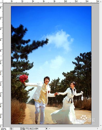 PhotoShop调出清新艳丽的时尚婚纱外景片