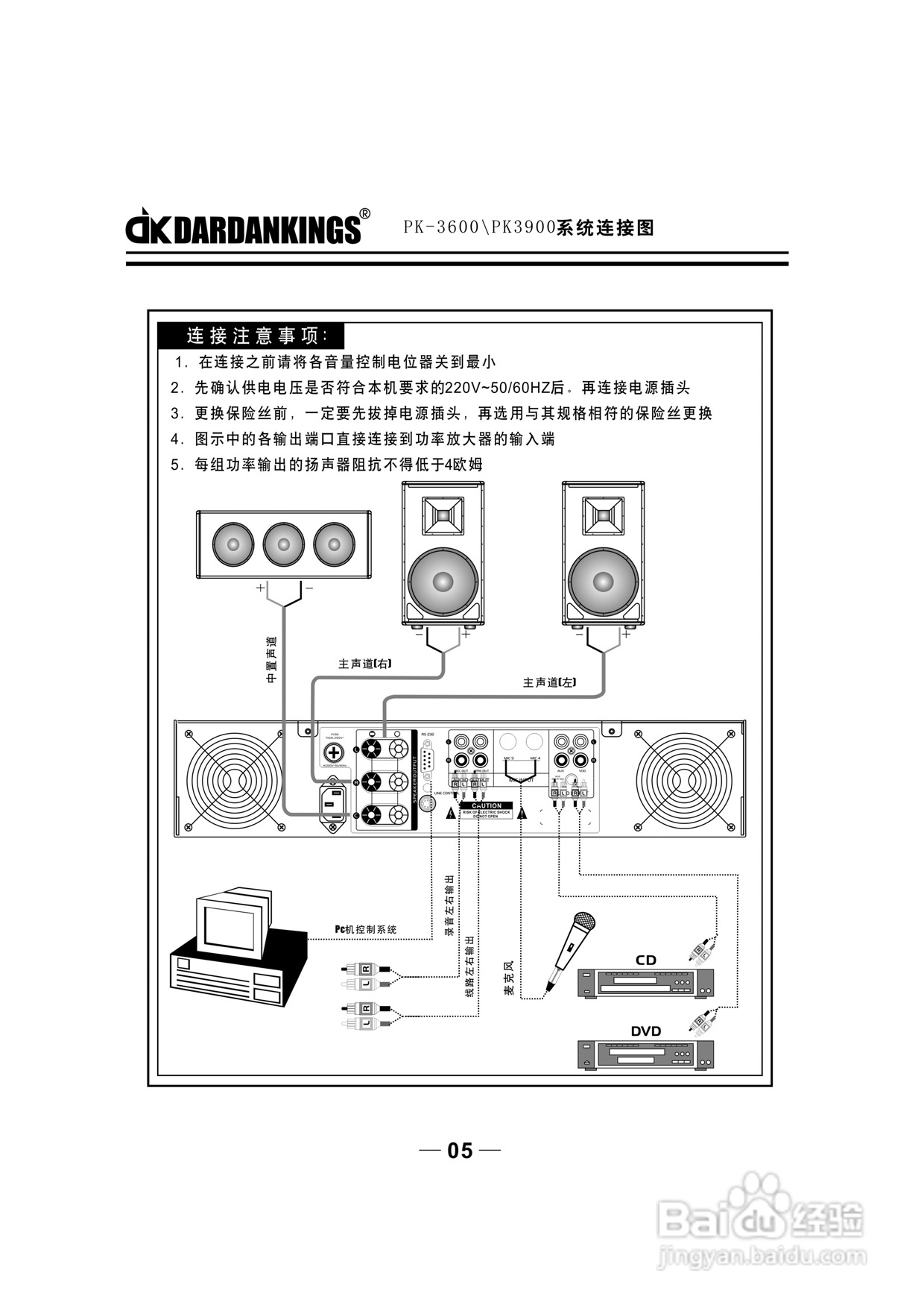 帝肯专业KTV功放PK3900使用说明书:[1]