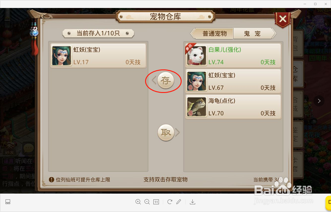 问道手游宠物宝宝太多怎么办格子不够哪里可存放