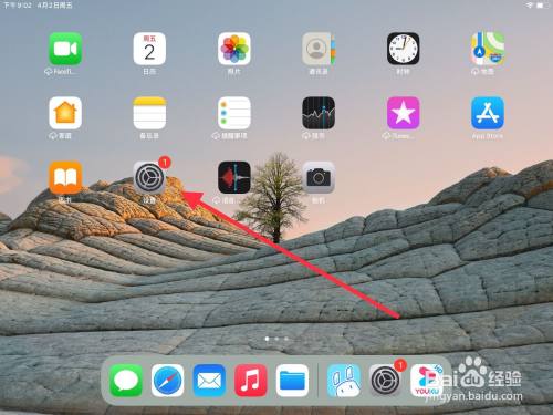 进入ipad主界面,然后点击设置.