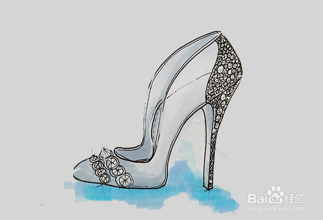 艾莎公主水晶鞋简笔画图片