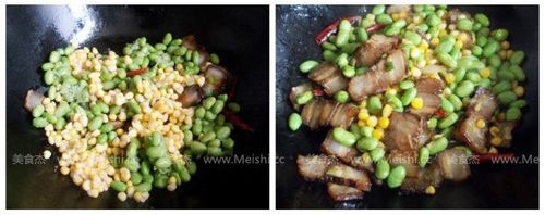 青豆玉米炒腊肉的做法