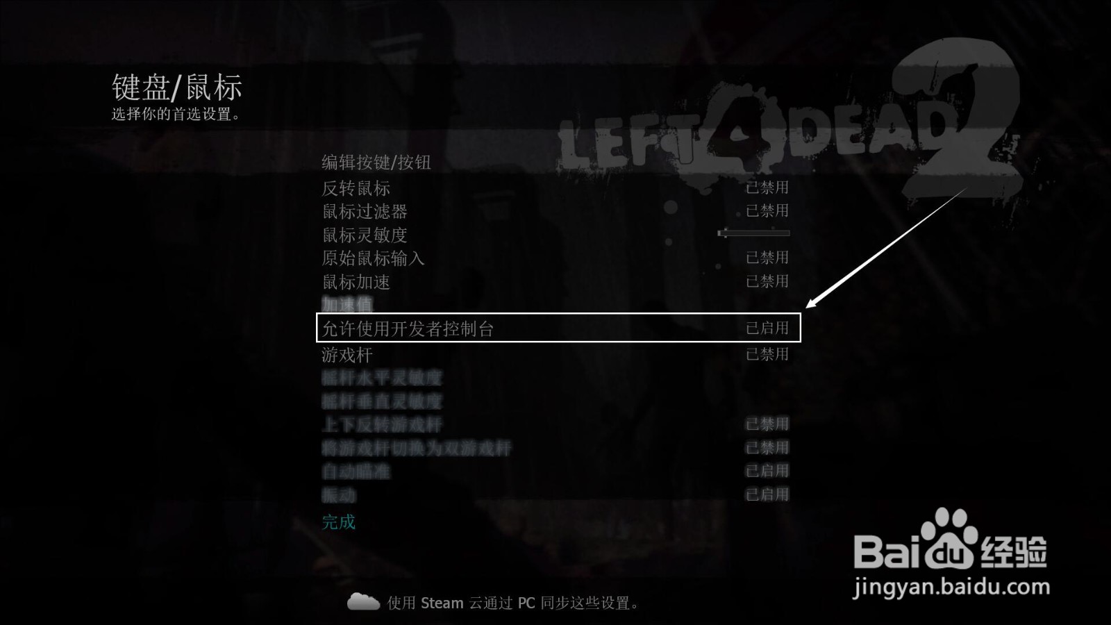 求生之路控制台怎么开启