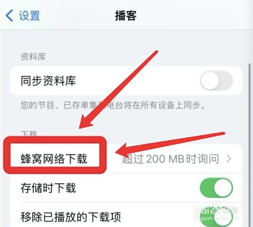 在哪设置允许苹果播客使用蜂窝网络下载