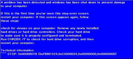 笔记本蓝屏代码