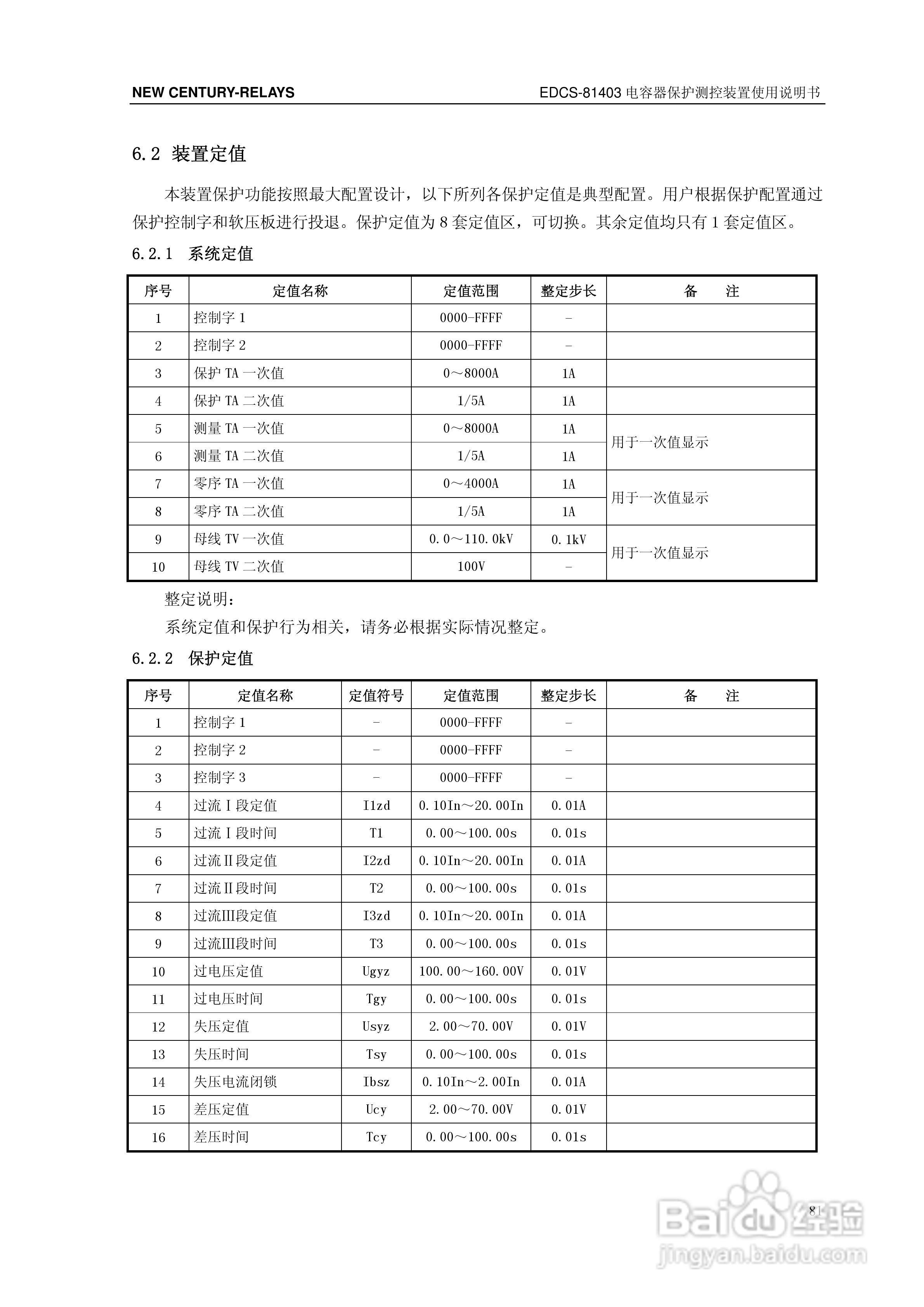 新世纪EDCS-81403电容器保护测控装置说明书:[9]