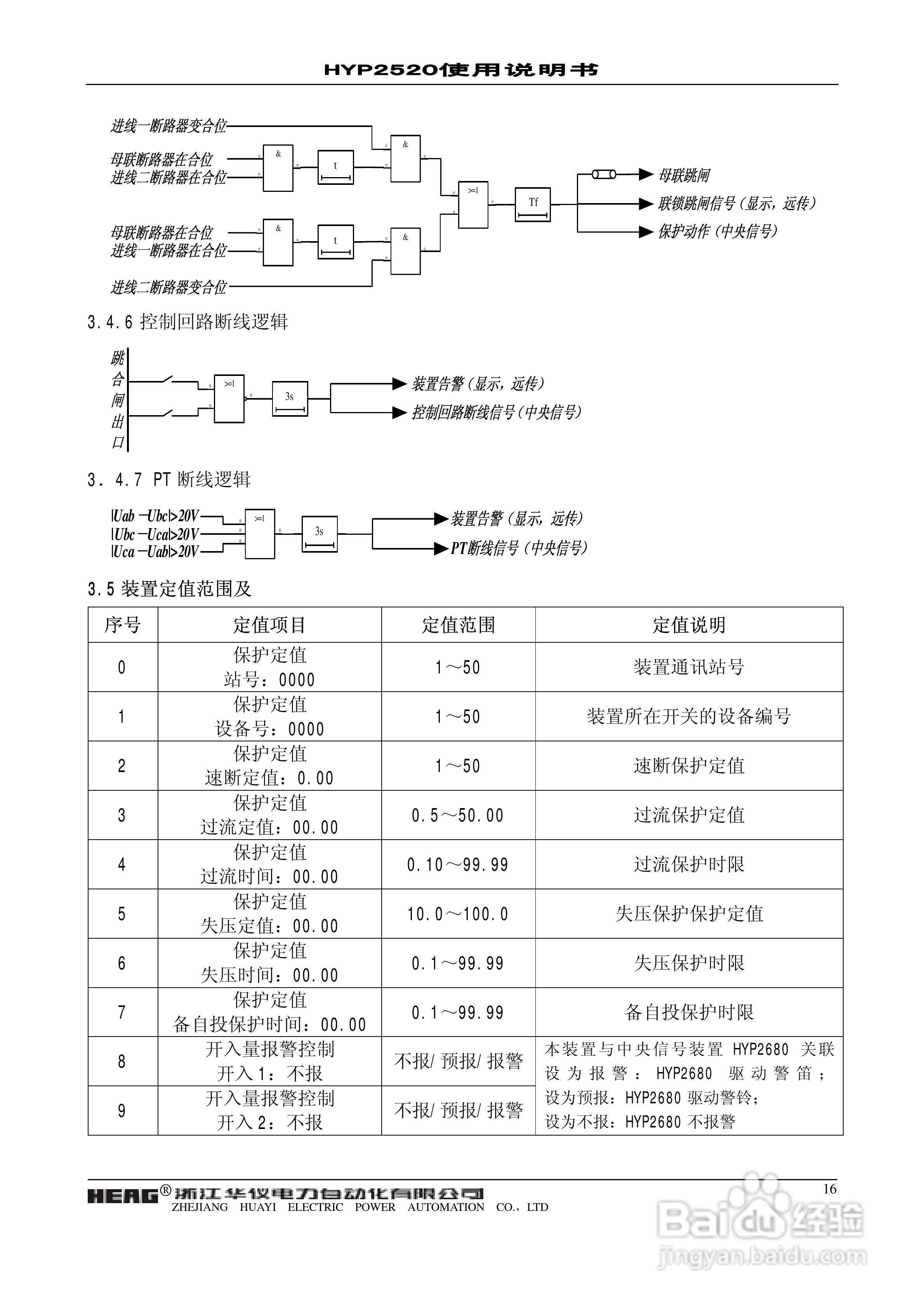 华仪电力HYP2520微机母联备自投保护监控装置使用说明:[2]