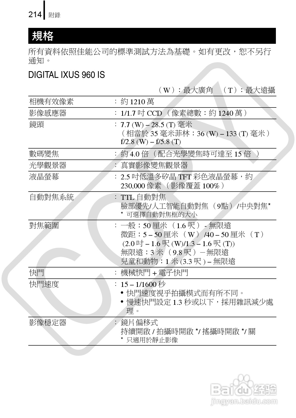 Canon 960IS 数码相机使用说明书:[22]