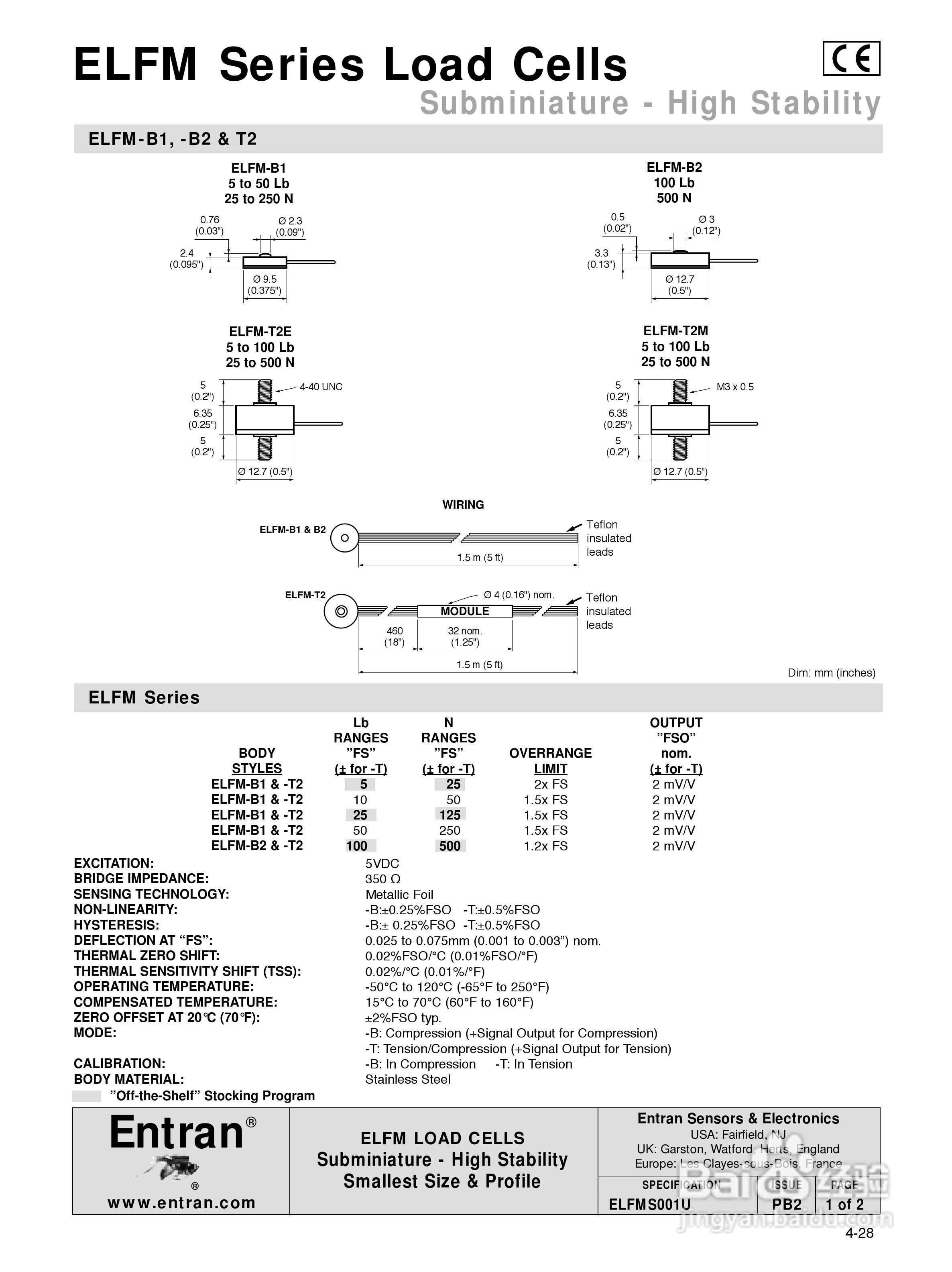MEAS-精量电子ELFM拉力&压力传感器说明书