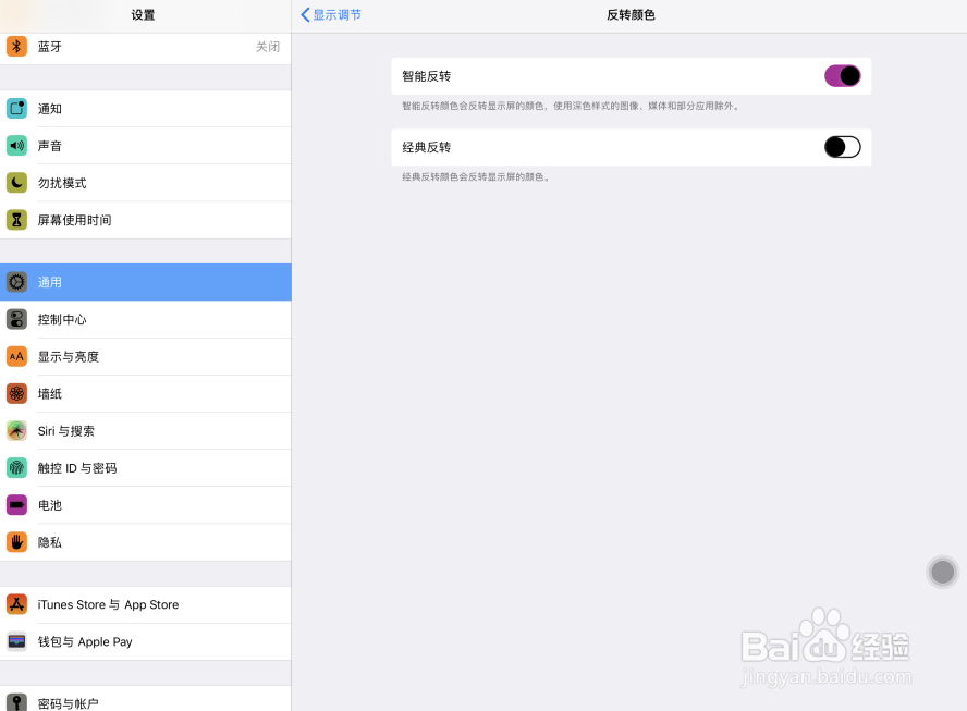 iPad Pro苹果平板电脑在哪里打开智能反转颜色？