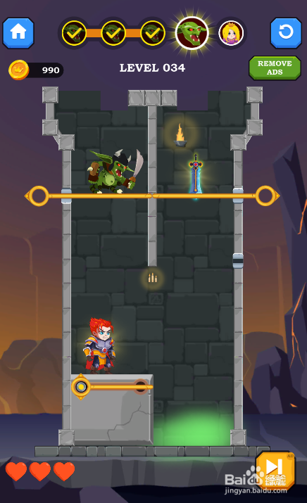 Hero Rescue Online的LEVEL 034怎样通过？