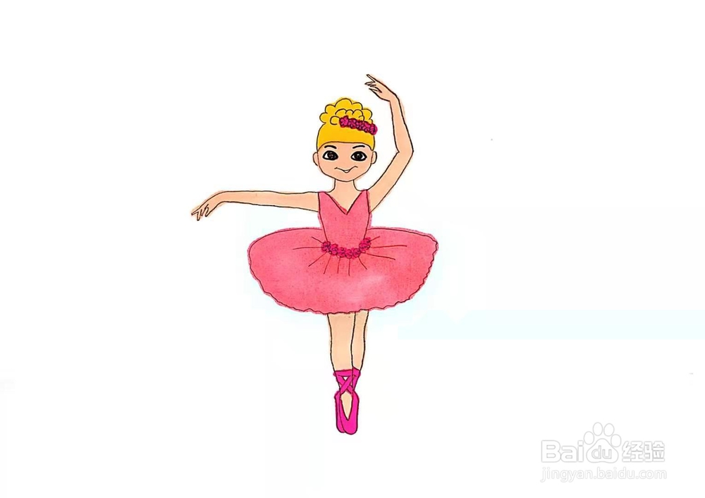 练习芭蕾舞的小女孩简笔画